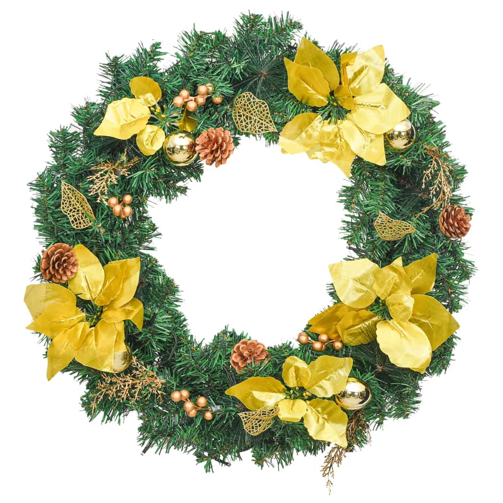 Christmas Wreath With Led Lights Green 60 Cm Pvc
