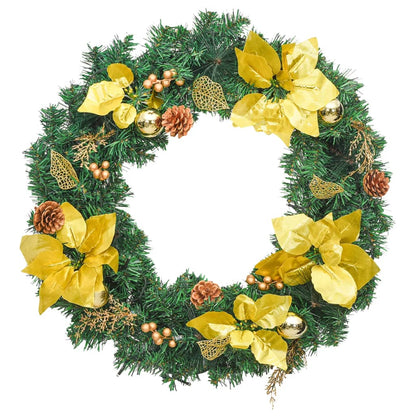 Christmas Wreath With Led Lights Green 60 Cm Pvc