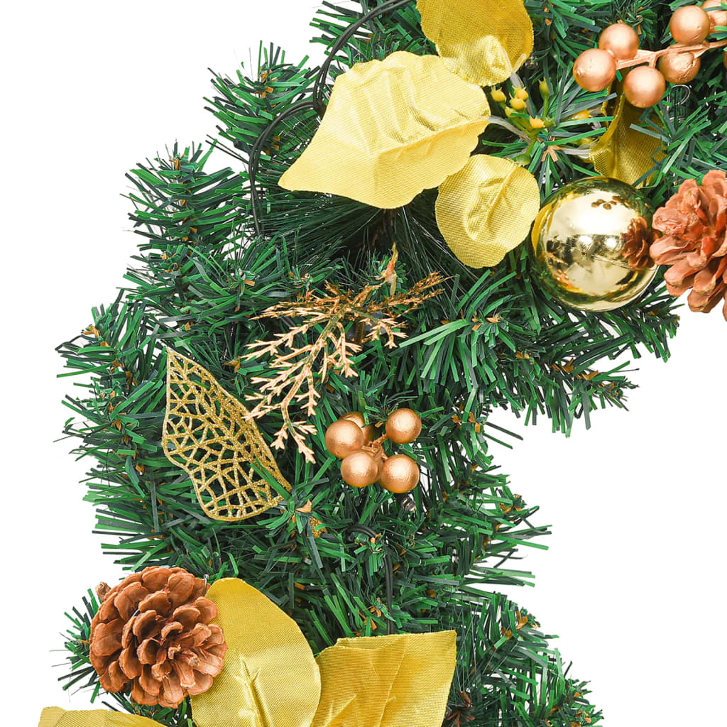 Christmas Wreath With Led Lights Green 60 Cm Pvc