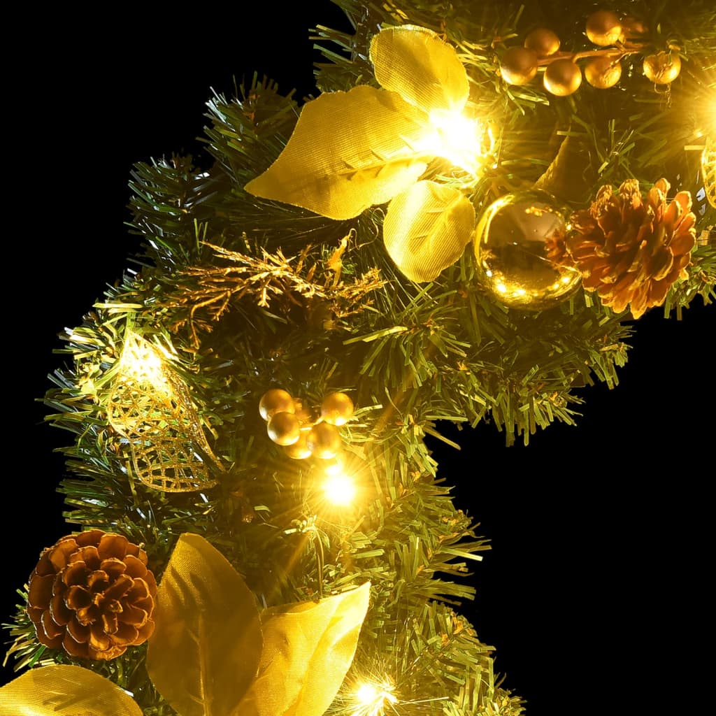 Christmas Wreath With Led Lights Green 60 Cm Pvc