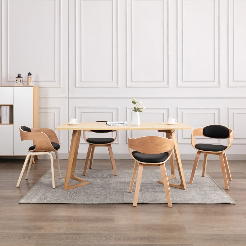 Dining Chairs 2 Pcs Bent Wood And Faux Leather