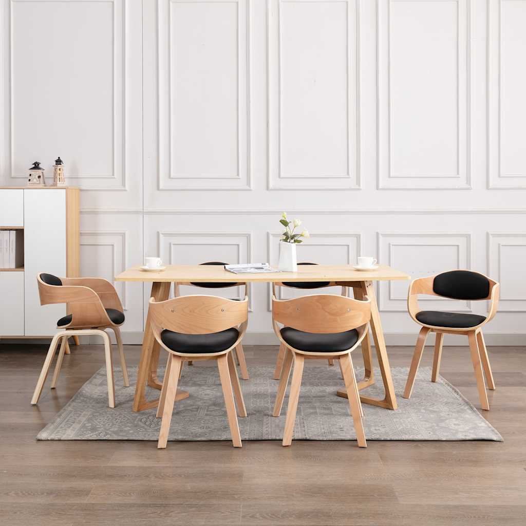 Dining Chairs 2 Pcs Bent Wood And Faux Leather