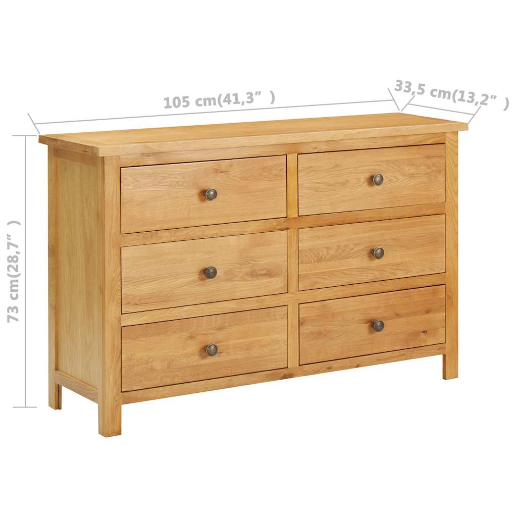 Chest Of Drawers 105X33.5X73 Cm Solid Oak Wood