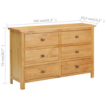 Chest Of Drawers 105X33.5X73 Cm Solid Oak Wood