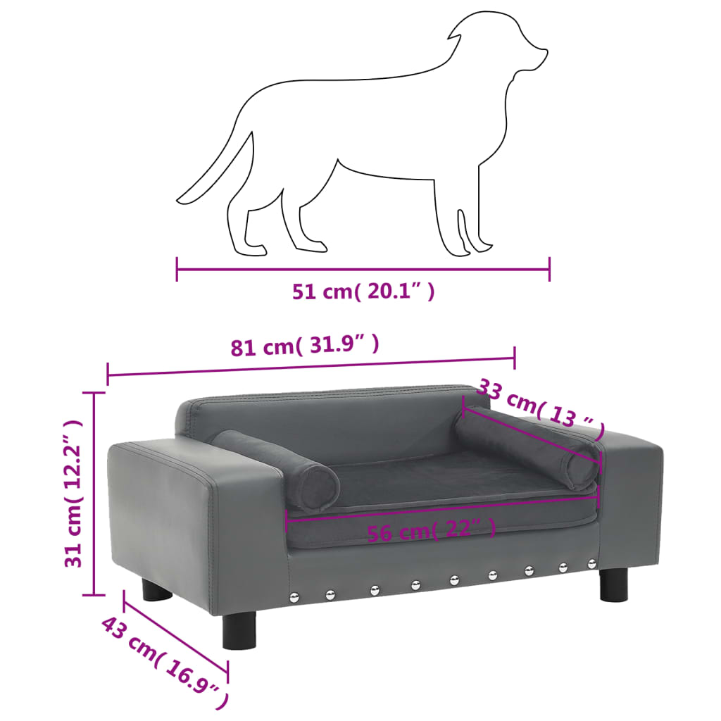 Dog Sofa 81X43X31 Cm Plush And Faux Leather