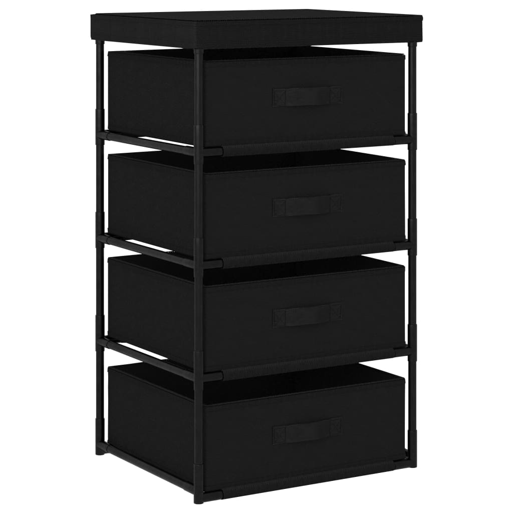 Storage Rack With 4 Fabric Baskets Steel