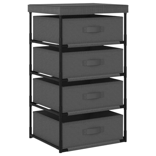 Storage Rack With 4 Fabric Baskets Steel