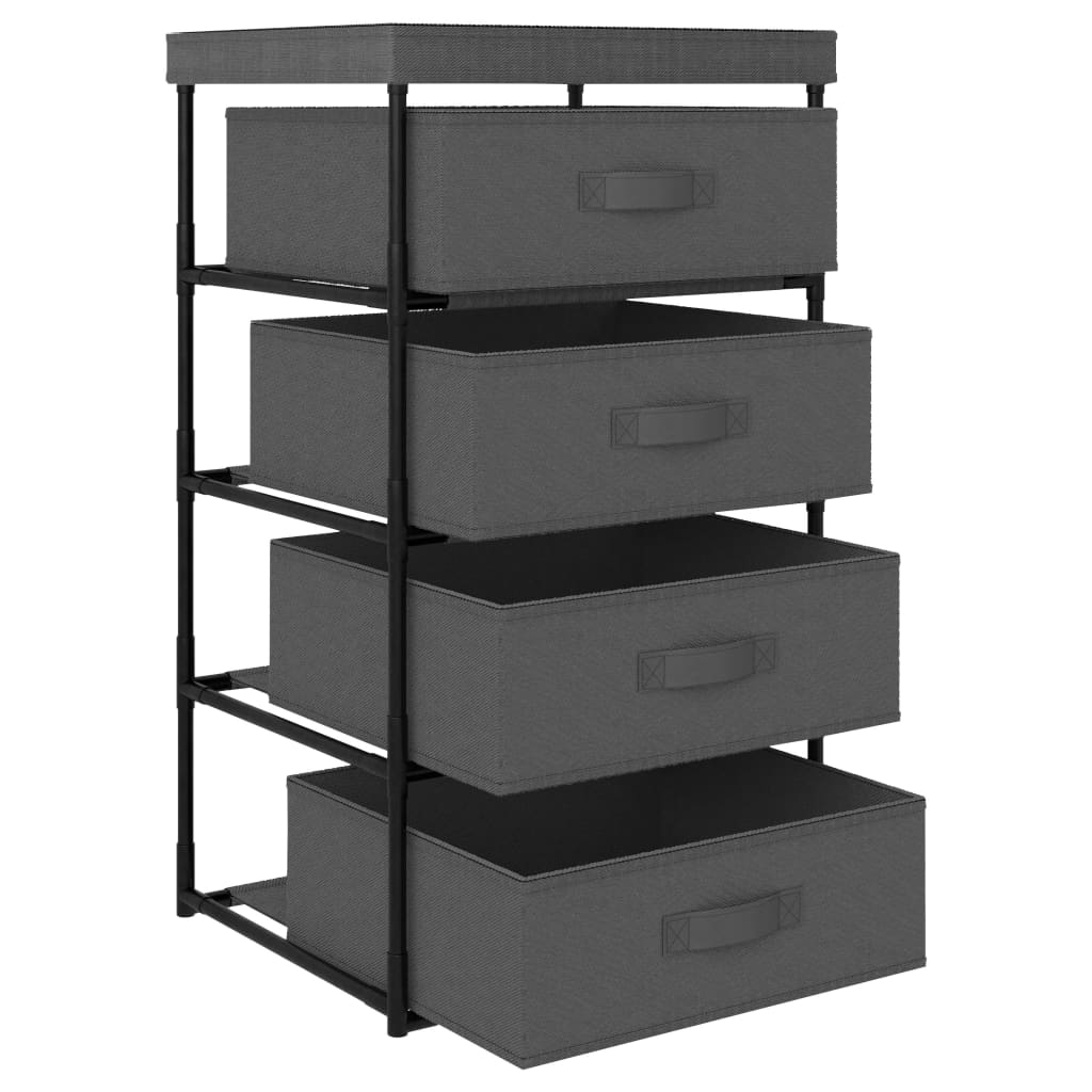 Storage Rack With 4 Fabric Baskets Steel