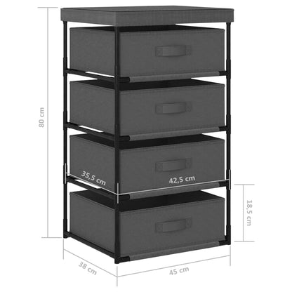 Storage Rack With 4 Fabric Baskets Steel