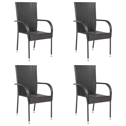 Stackable Outdoor Chairs 4 Pcs Poly Rattan