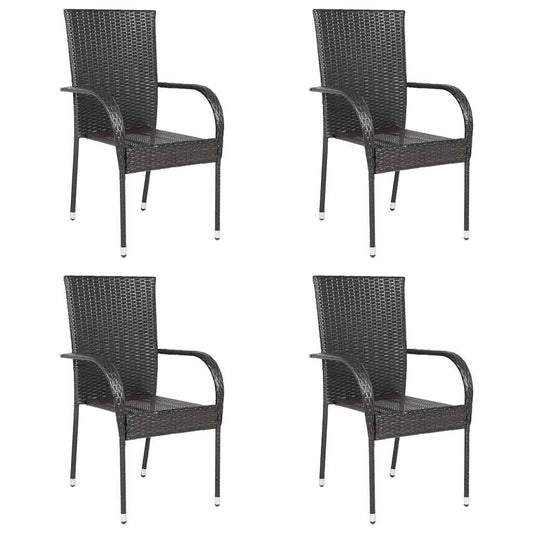 Stackable Outdoor Chairs 4 Pcs Poly Rattan