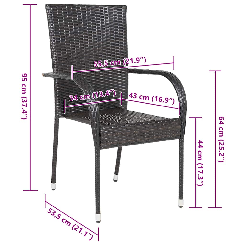 Stackable Outdoor Chairs 4 Pcs Poly Rattan