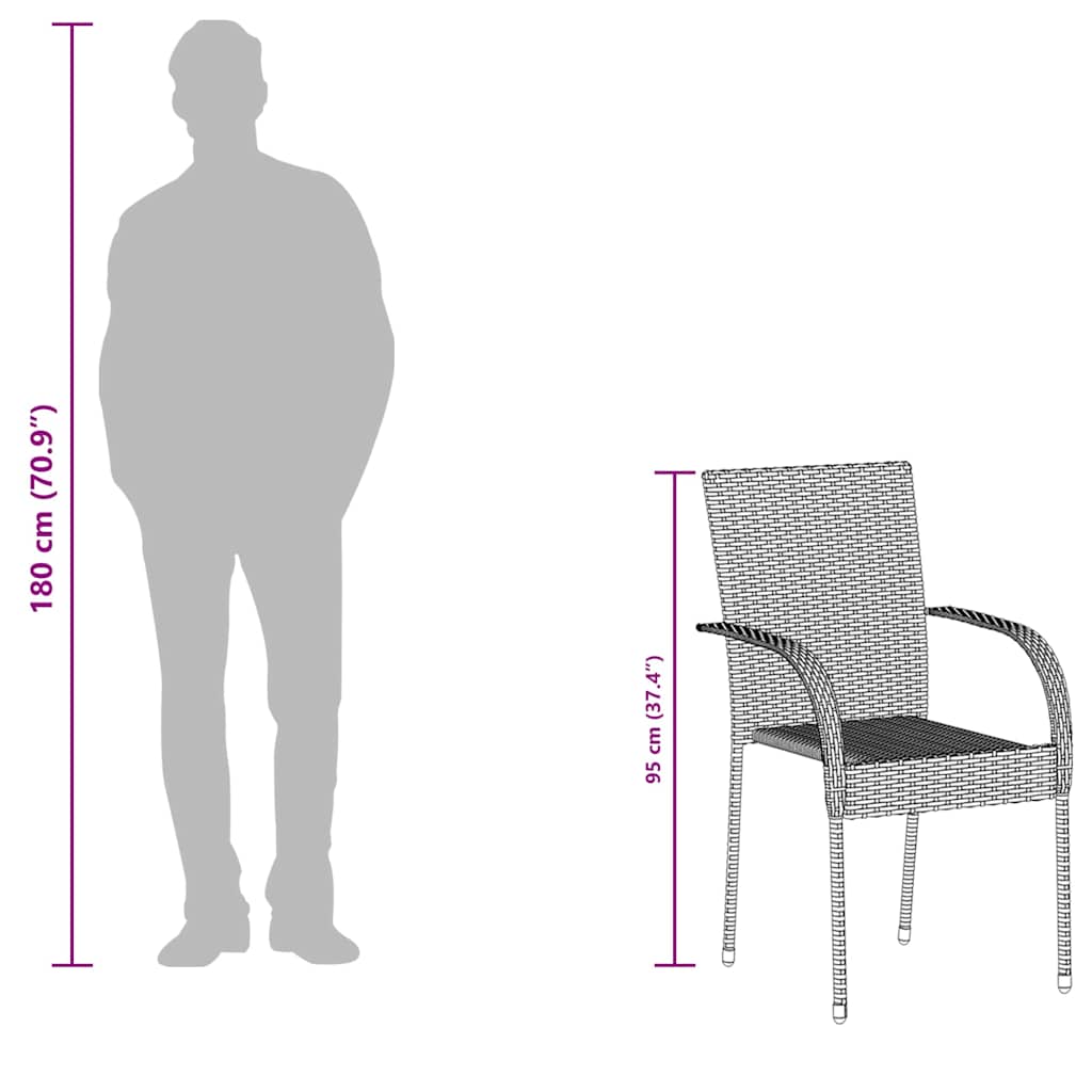 Stackable Outdoor Chairs 4 Pcs Poly Rattan