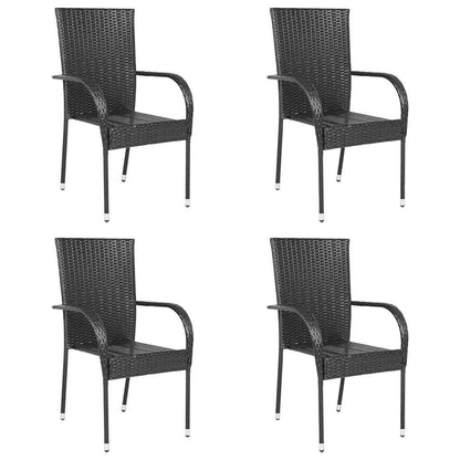 Stackable Outdoor Chairs 4 Pcs Poly Rattan