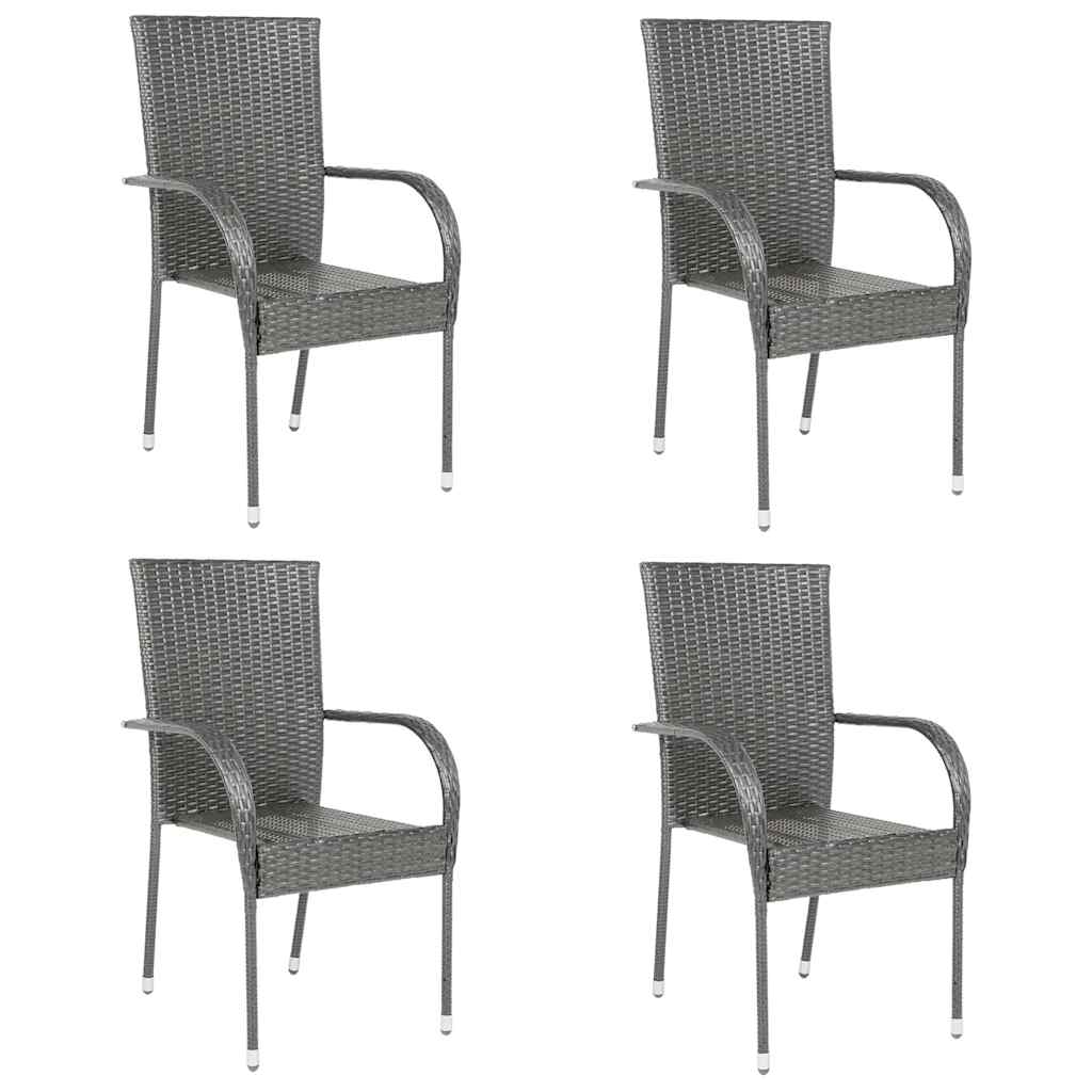 Stackable Outdoor Chairs 4 Pcs Poly Rattan
