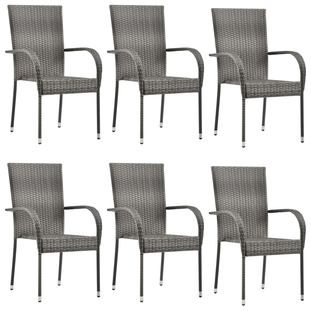 Stackable Outdoor Chairs 4 Pcs Poly Rattan