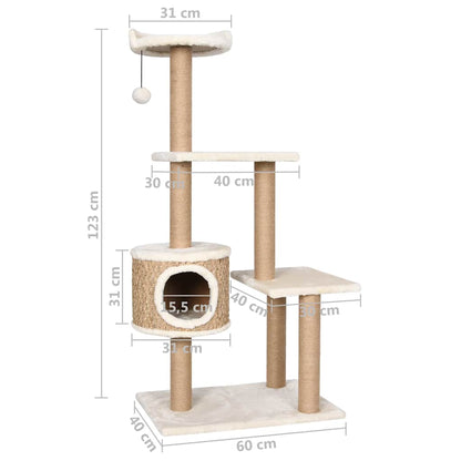 Cat Tree With Scratching Post 123Cm Seagrass