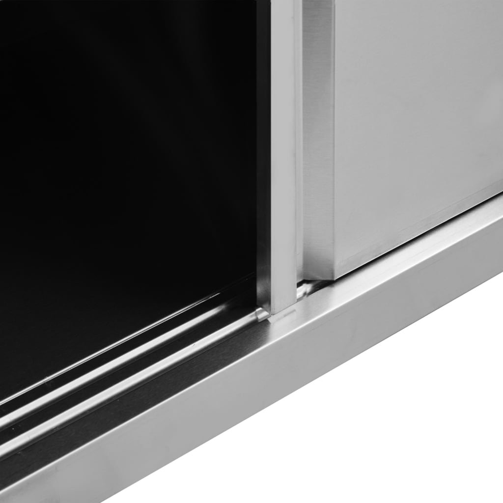 Work Tables With Sliding Doors 2Pcs 200X50X(95-97)Cm Stainless Steel