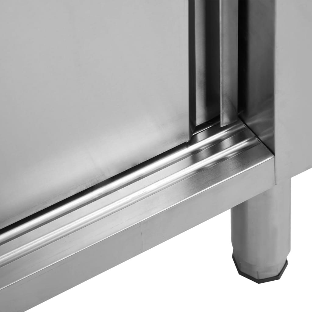 Work Tables With Sliding Doors 2Pcs 200X50X(95-97)Cm Stainless Steel