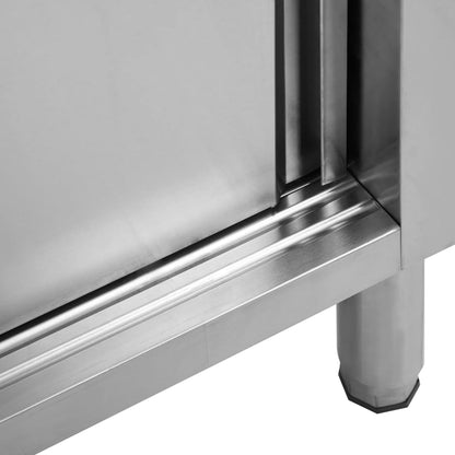 Work Tables With Sliding Doors 2Pcs 200X50X(95-97)Cm Stainless Steel