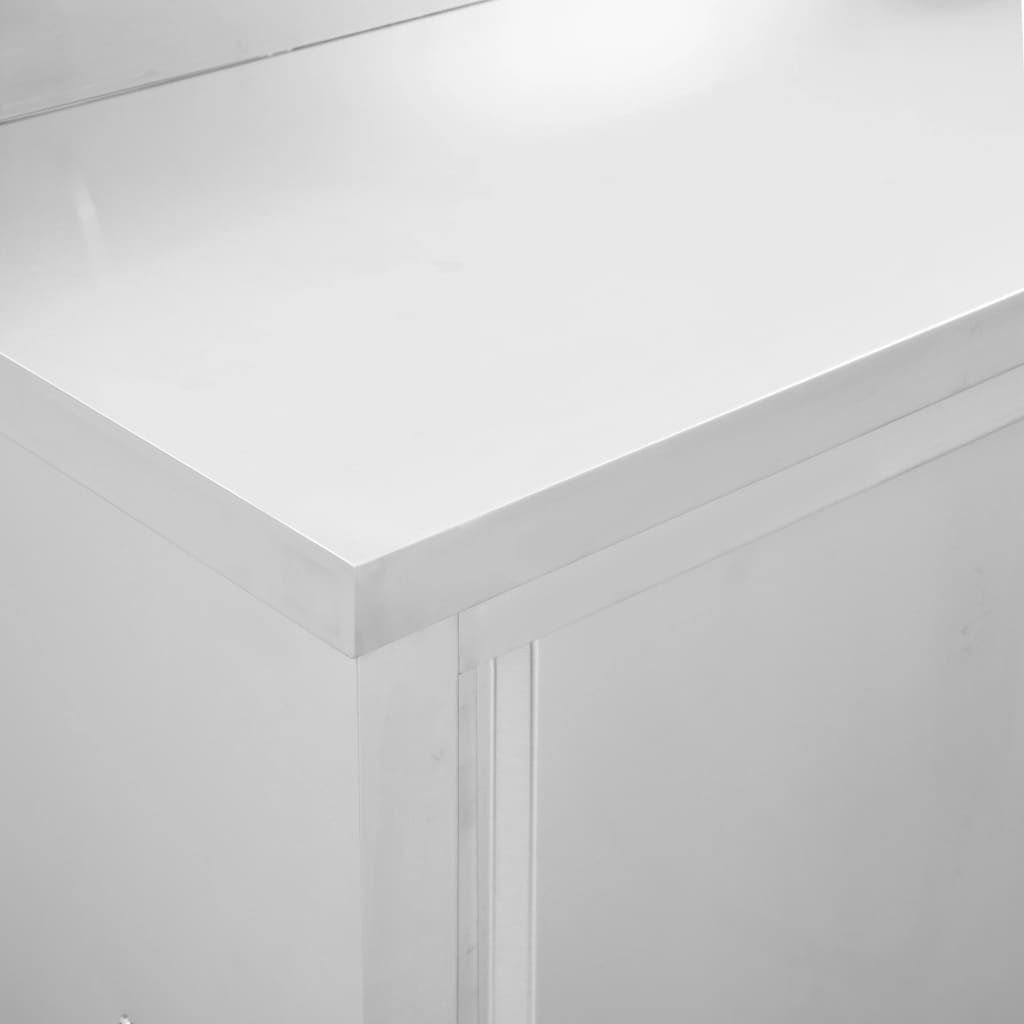 Work Tables With Sliding Doors 2Pcs 200X50X(95-97)Cm Stainless Steel