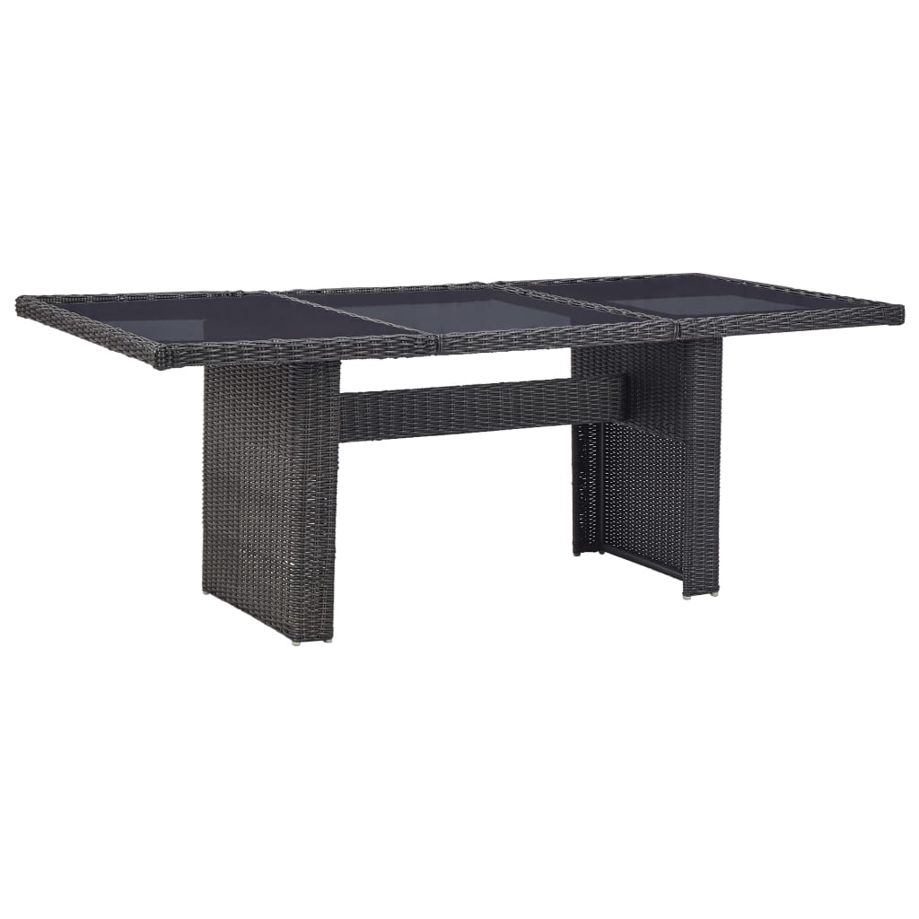 Garden Dining Table Black 200X100X74 Cm Poly Rattan