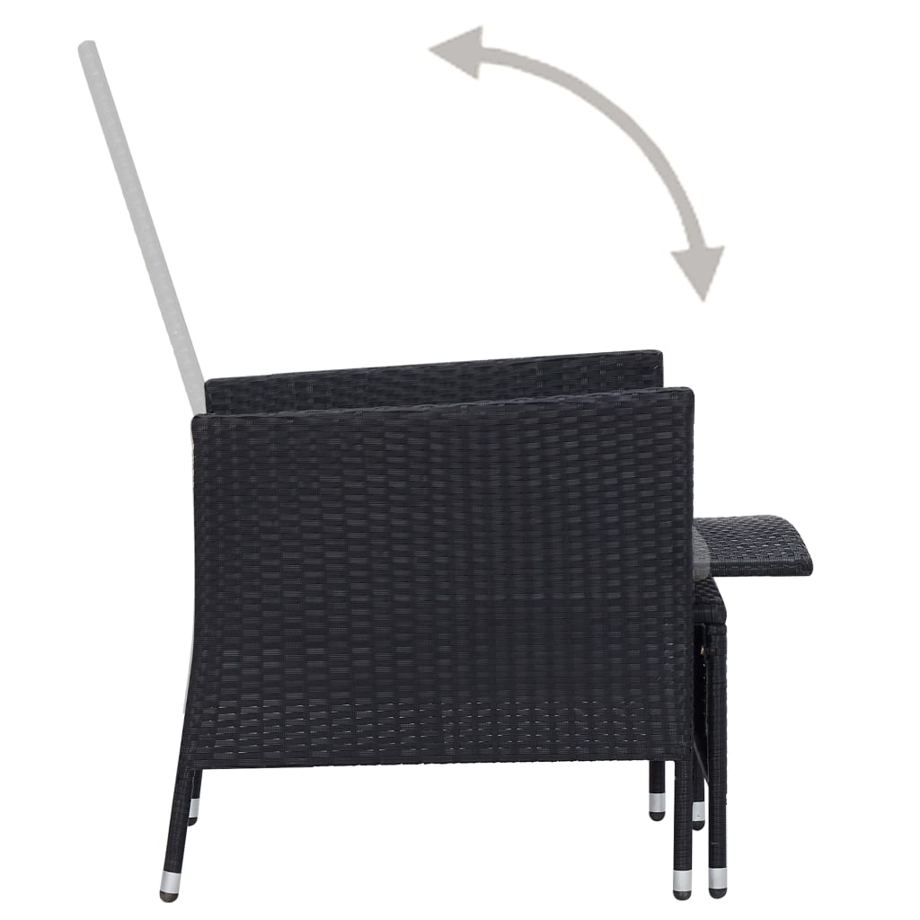 Reclining Garden Chair With Cushions Poly Rattan