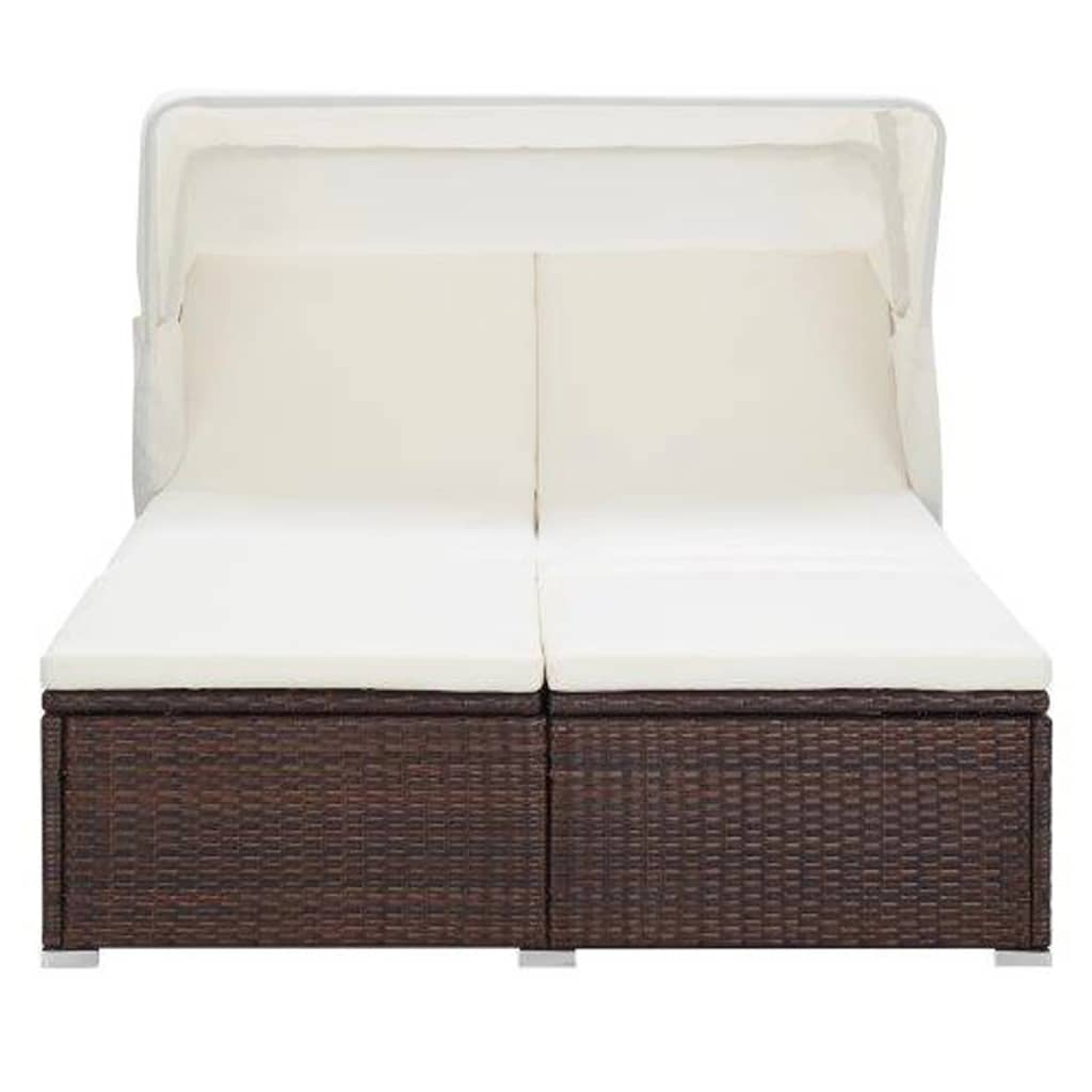 2-Person Sunbed With Cushion Poly Rattan