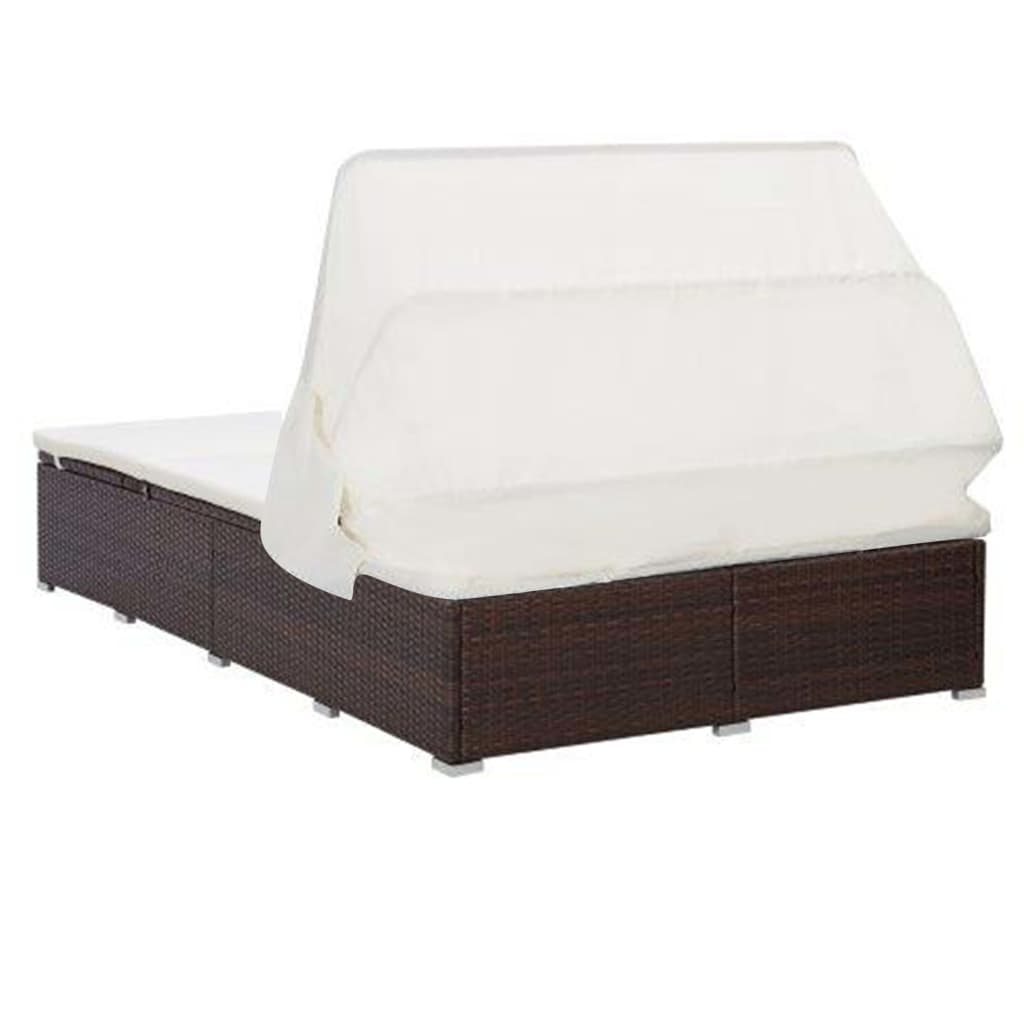 2-Person Sunbed With Cushion Poly Rattan
