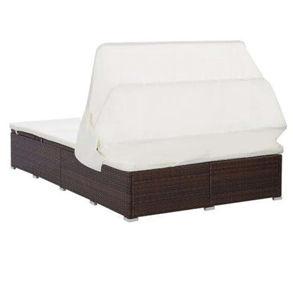 2-Person Sunbed With Cushion Poly Rattan
