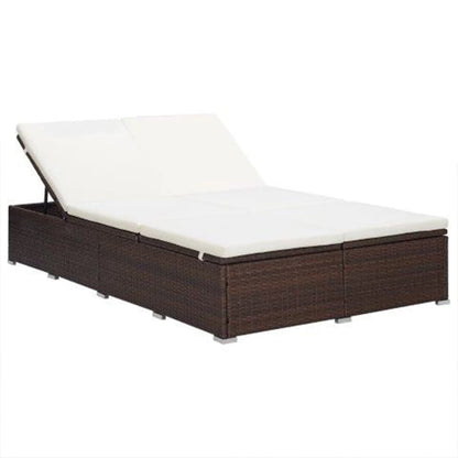 2-Person Sunbed With Cushion Poly Rattan