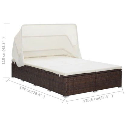 2-Person Sunbed With Cushion Poly Rattan