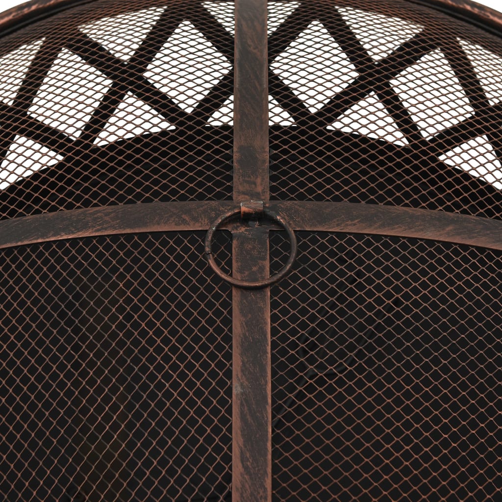 Rustic Fire Pit With Poker 76 Cm Xxl Steel