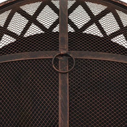 Rustic Fire Pit With Poker 76 Cm Xxl Steel