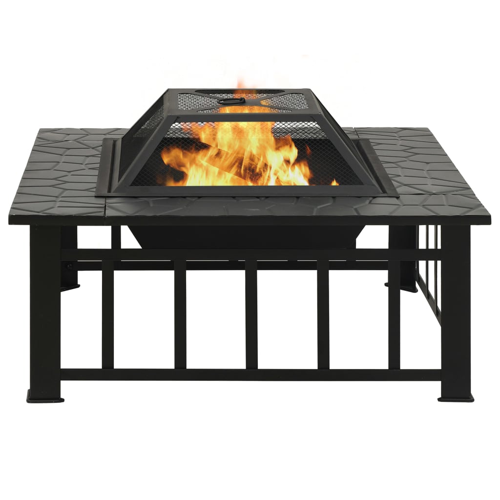 Garden Fire Pit With Poker 81X81X47 Cm Xxl Steel