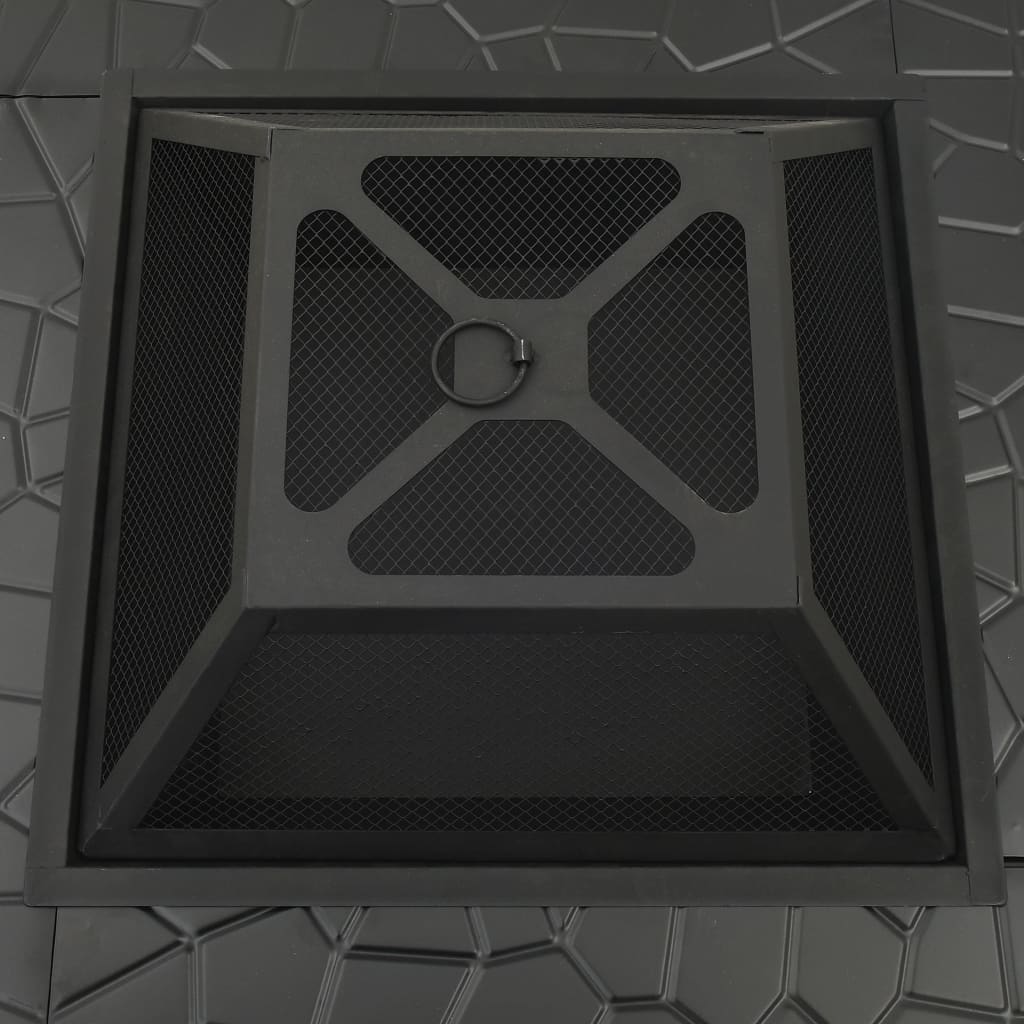 Garden Fire Pit With Poker 81X81X47 Cm Xxl Steel