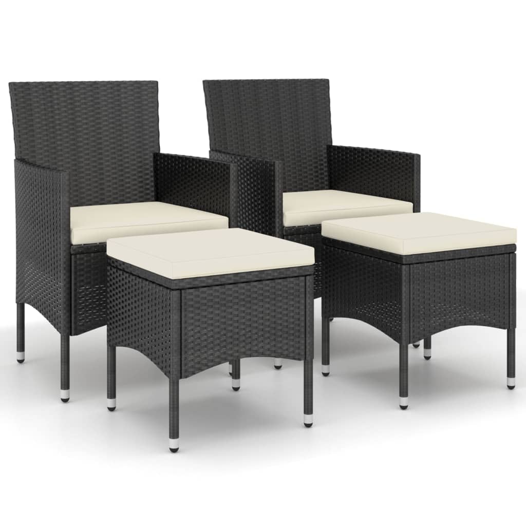 4 Piece Garden Chair And Stool Set Poly Rattan