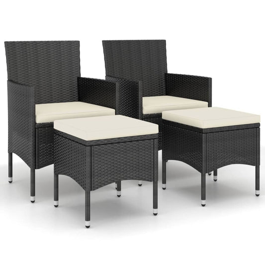 4 Piece Garden Chair And Stool Set Poly Rattan