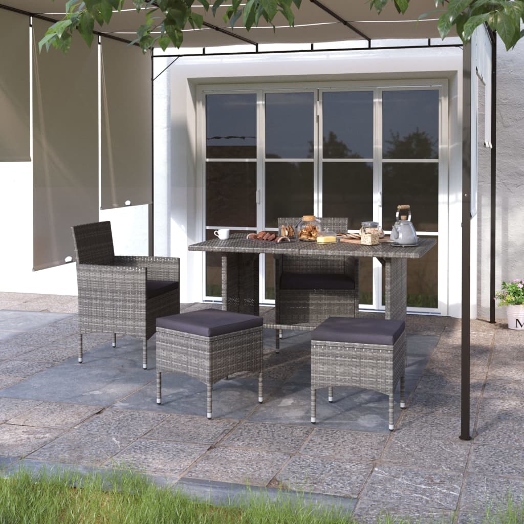 4 Piece Garden Chair And Stool Set Poly Rattan