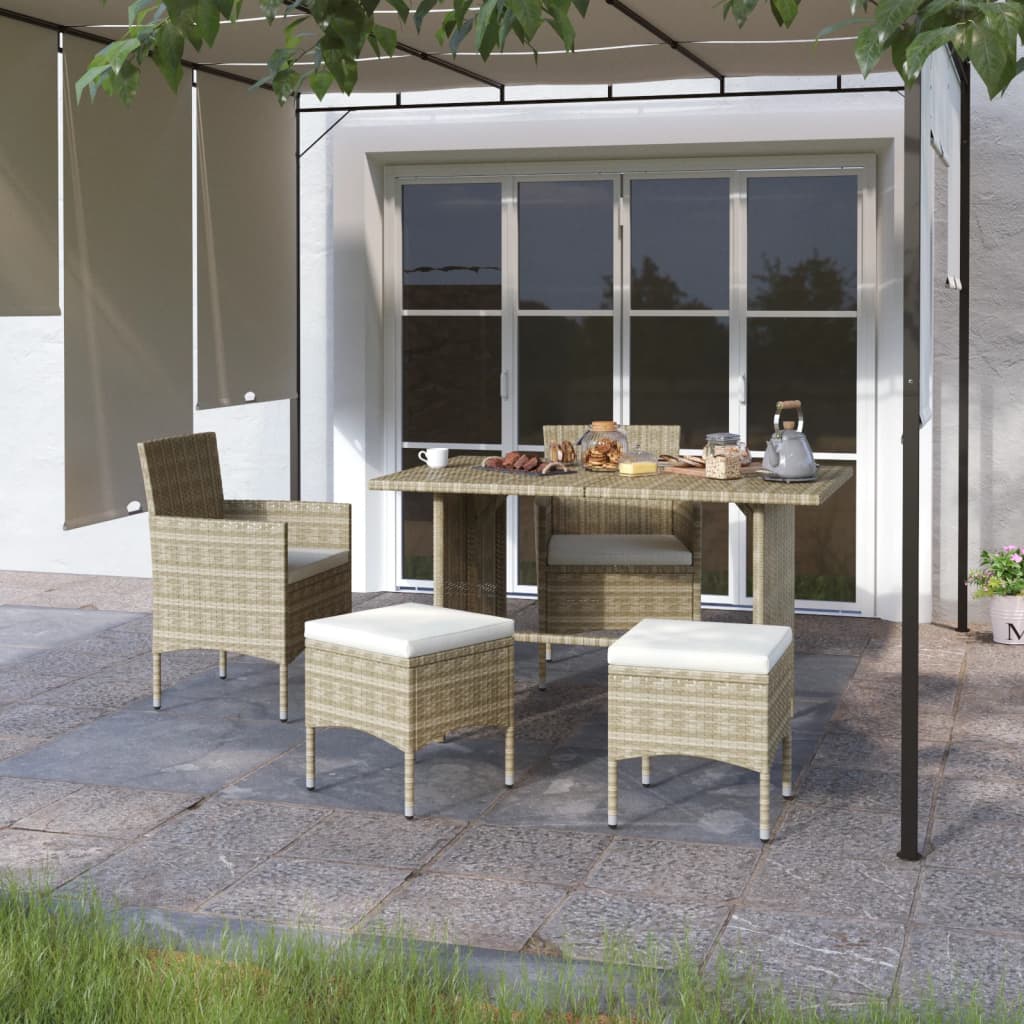 4 Piece Garden Chair And Stool Set Poly Rattan