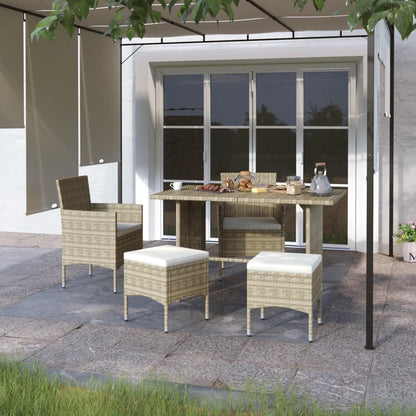 4 Piece Garden Chair And Stool Set Poly Rattan