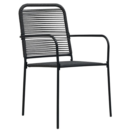 Garden Chairs 4 Pcs Cotton Rope And Steel Black