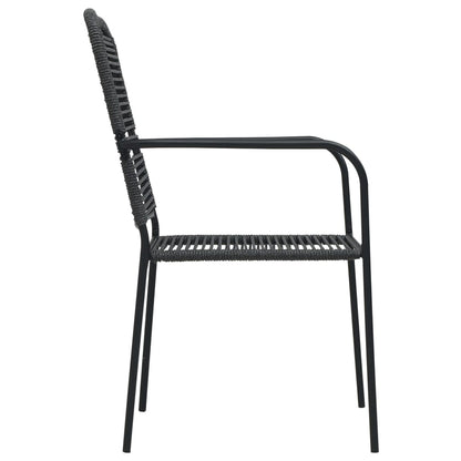 Garden Chairs 4 Pcs Cotton Rope And Steel Black