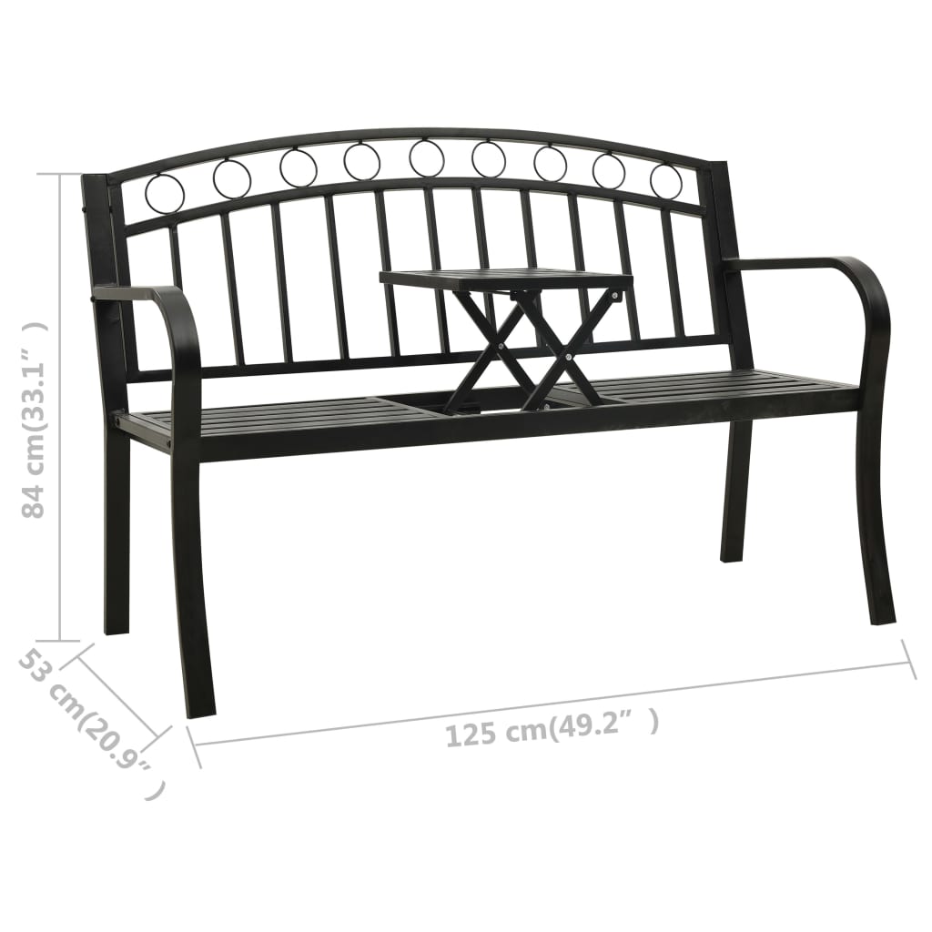 Garden Bench With A Table 125 Cm Steel