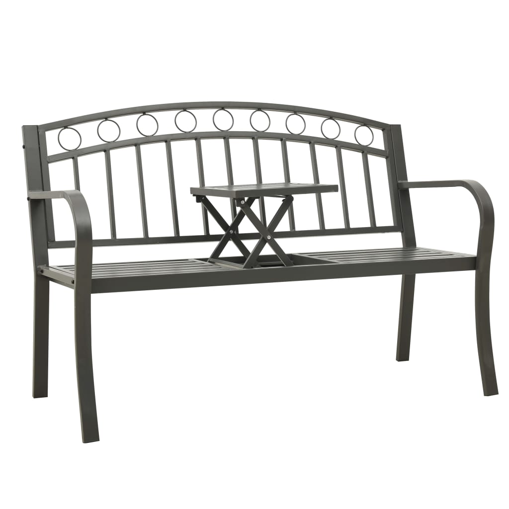 Garden Bench With A Table 125 Cm Steel