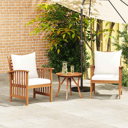 Garden Chairs With Cushions 2 Pcs Solid Acacia Wood Brown And Cream