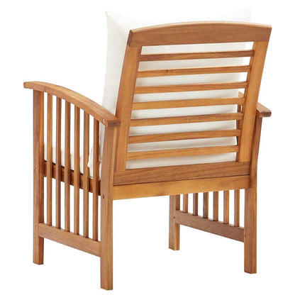 Garden Chairs With Cushions 2 Pcs Solid Acacia Wood Brown And Cream