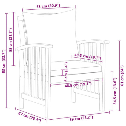 Garden Chairs With Cushions 2 Pcs Solid Acacia Wood