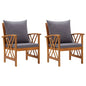 Garden Chairs With Cushions 2 Pcs Solid Acacia Wood