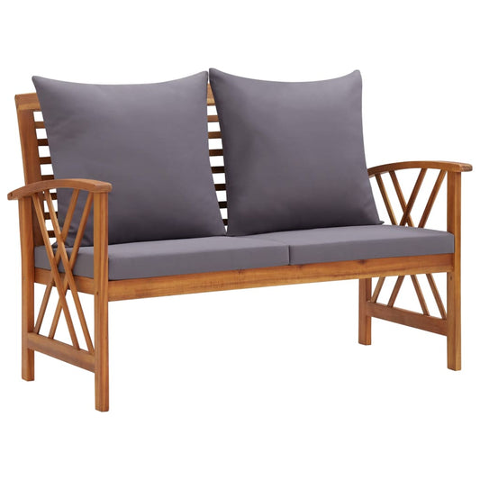 Garden Bench With Cushions 119 Cm Solid Acacia Wood